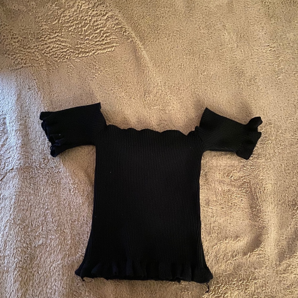 Black off the shoulder shirt